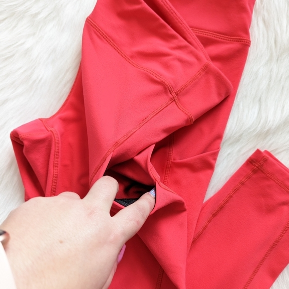 GAP bright coral pink athletic workout leggings with pockets size L - Picture 3 of 7
